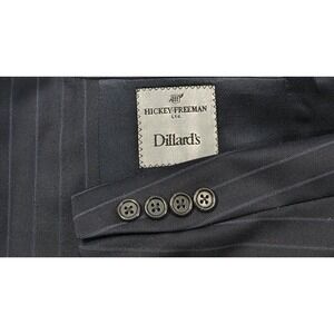Hickey Freeman Blazer Sport  Jacket Suit Coat Black Electric Blue Pinstripe 46R